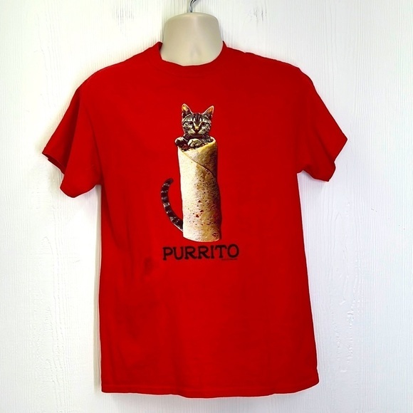 FSD - Cat In A Burrito Called Purrito Graphic Short Sleeve T Shirt Size Medium - Picture 1 of 9